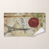 ヴィンテージクラシックパリスタイル – レッドローズ バスタオルセット (ハンドタオル)