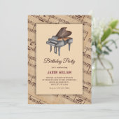 ヴィンテージクラシックピアノ誕生日 招待状 (スタンド正面)