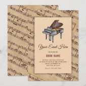 ヴィンテージクラシックピアノ 招待状 (正面/裏面)