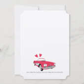 ヴィンテージクラシックピンク50sコンバーチブルレトロ車 招待状 (裏面)