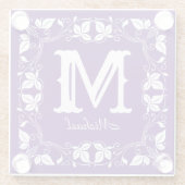 ヴィンテージクラシックフローラパーソナライズされたモノグラム名 ガラスコースター (裏面)