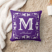 ヴィンテージクラシックフローラパーソナライズされたモノグラム名 クッション (ブランケット)