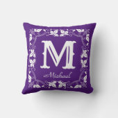 ヴィンテージクラシックフローラパーソナライズされたモノグラム名 クッション (裏面)
