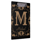 ヴィンテージクラシックフローラパーソナライズされたモノグラム名 クリップボード (右)