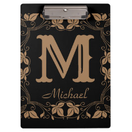 ヴィンテージクラシックフローラパーソナライズされたモノグラム名 クリップボード