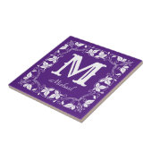 ヴィンテージクラシックフローラパーソナライズされたモノグラム名 タイル (側面)