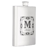 ヴィンテージクラシックフローラパーソナライズされたモノグラム名 フラスク (右)