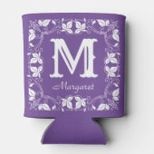 ヴィンテージクラシックフローラパーソナライズされたモノグラム名 缶クーラー (裏面)