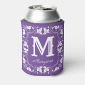 ヴィンテージクラシックフローラパーソナライズされたモノグラム名 缶クーラー (缶裏面)