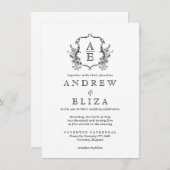 ヴィンテージクラシックフローラモノグラムクレスト 招待状 (正面/裏面)