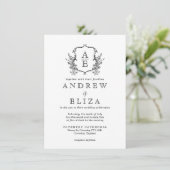 ヴィンテージクラシックフローラモノグラムクレスト 招待状 (スタンド正面)