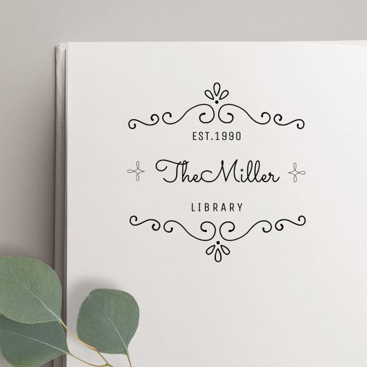 ヴィンテージクラシックフローリッシュファミリー蔵書票 ラバースタンプ