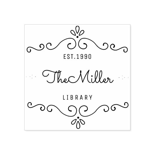 ヴィンテージクラシックフローリッシュファミリー蔵書票 ラバースタンプ (インプリント)