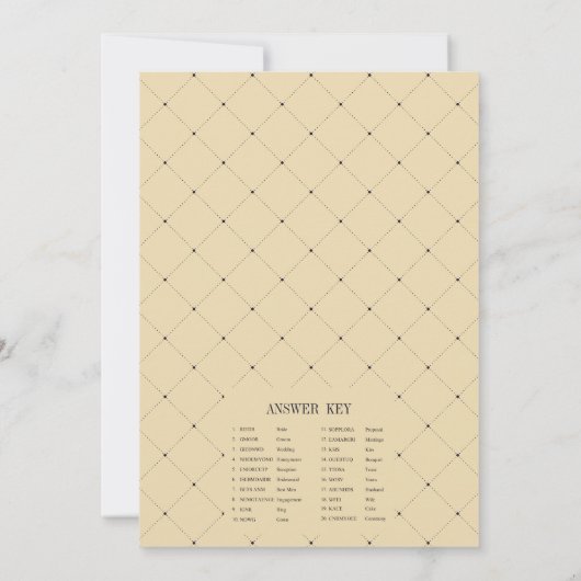 ヴィンテージクラシックブライダルシャワー単語スクランブルカード 招待状 (裏面)