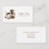 ヴィンテージクラシックブラウンアンドホワイト喫茶店 名刺 (正面/裏面)