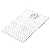 ヴィンテージクラシックブラックフローラクレストモノグラムレシピ ノートパッド (アングル)