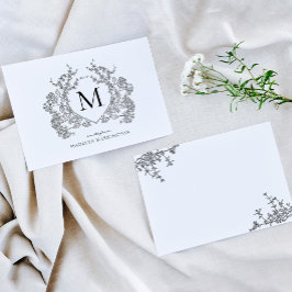 ヴィンテージクラシックブラックフローラクレストモノグラム ノートカード