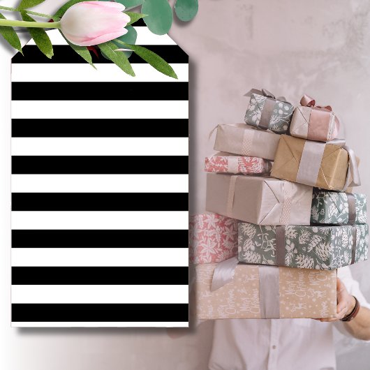 ヴィンテージクラシックブラック&ホワイトストライプ ギフトタグ