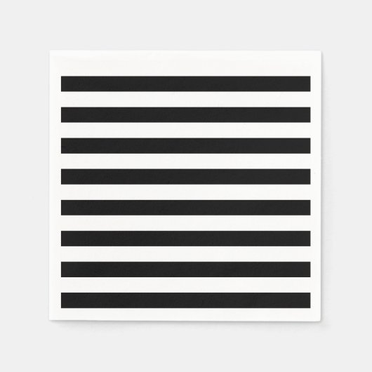 ヴィンテージクラシックブラック&ホワイトストライプ スタンダードカクテルナプキン (正面)
