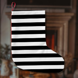 ヴィンテージクラシックブラック&ホワイトストライプ スモールクリスマスストッキング