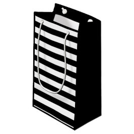 ヴィンテージクラシックブラック&ホワイトストライプ スモールペーパーバッグ