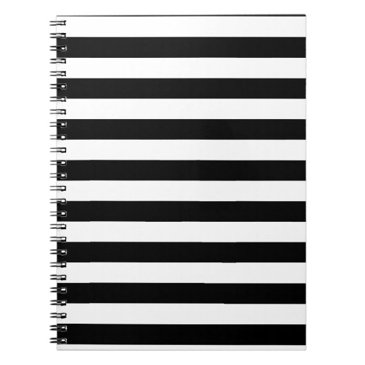 ヴィンテージクラシックブラック&ホワイトストライプ ノートブック (正面)