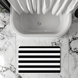 ヴィンテージクラシックブラック&ホワイトストライプ バスマット