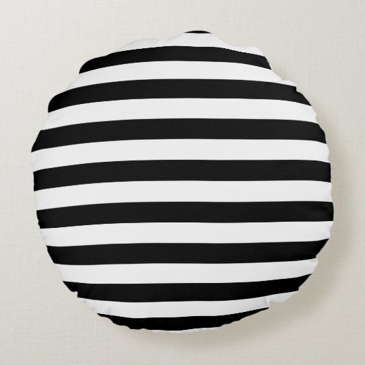 ヴィンテージクラシックブラック&ホワイトストライプ ラウンドクッション (裏面)