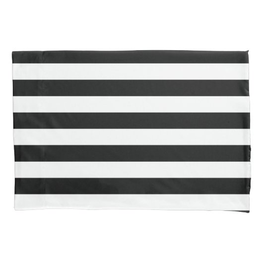 ヴィンテージクラシックブラック&ホワイトストライプ 枕カバー (正面)