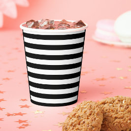 ヴィンテージクラシックブラック&ホワイトストライプ 紙コップ