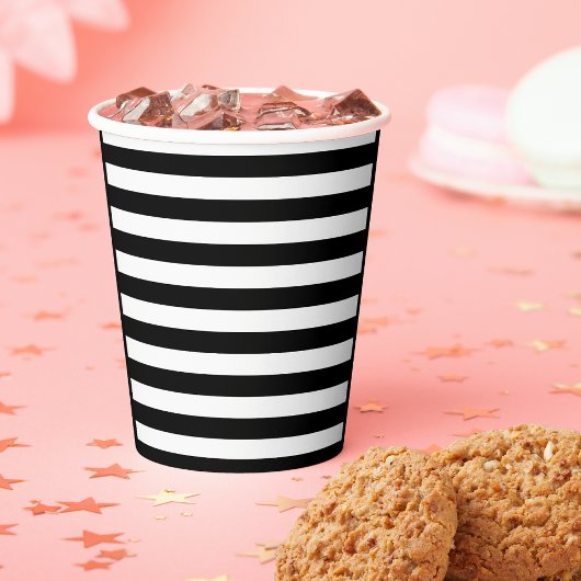 ヴィンテージクラシックブラック&ホワイトストライプ 紙コップ