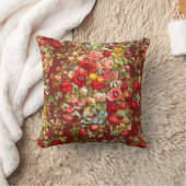 ヴィンテージクラシックブルゴーニュワインフローラチンツフラワー クッション (ブランケット)