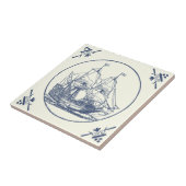 ヴィンテージクラシックブルーシーセーリングシップアイボリー タイル (側面)