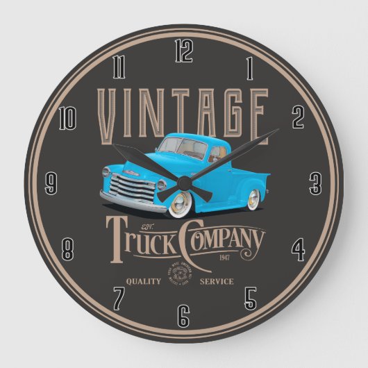 ヴィンテージクラシックブルートラック ラージ壁時計 (正面)