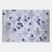 ヴィンテージクラシックブルービー花ミックスとマッチ ラッピングペーパーシート (正面3)