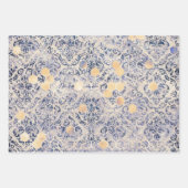 ヴィンテージクラシックブルービー花ミックスとマッチ ラッピングペーパーシート (正面)
