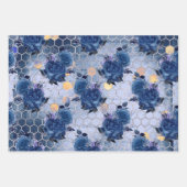 ヴィンテージクラシックブルービー花ミックスとマッチ ラッピングペーパーシート (正面3)