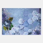 ヴィンテージクラシックブルービー花ミックスとマッチ ラッピングペーパーシート (正面2)