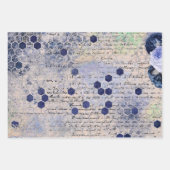 ヴィンテージクラシックブルービー花ミックスとマッチ ラッピングペーパーシート (正面)