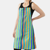 ヴィンテージクラシックブルー&オレンジレインボーストライプズ エプロン (インサイチュ)