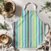 ヴィンテージクラシックブルー&オレンジレインボーストライプズ エプロン