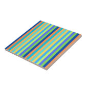 ヴィンテージクラシックブルー&オレンジレインボーストライプズ タイル (側面)