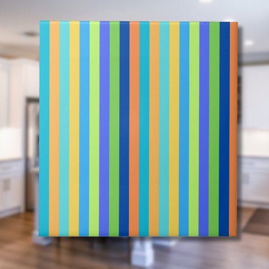 ヴィンテージクラシックブルー&オレンジレインボーストライプズ タイル