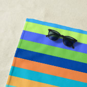 ヴィンテージクラシックブルー&オレンジレインボーストライプズ ビーチタオル (インサイチュ)