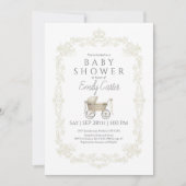 ヴィンテージクラシックベビーベビーカー赤ちゃんシャワー招待状 サンキューカード (正面)