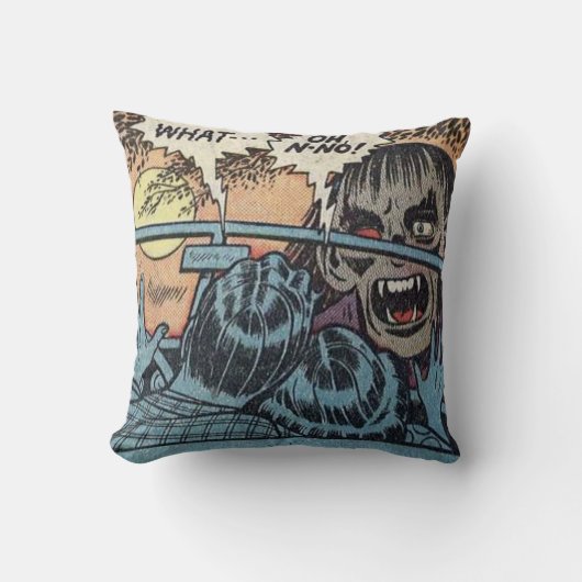 ヴィンテージクラシックホラー漫画 クッション (正面)