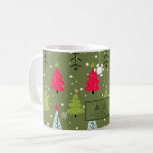 ヴィンテージクラシックホリデーパターン – クリスマスツリー(2) コーヒーマグカップ (正面左)