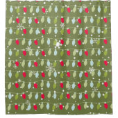 ヴィンテージクラシックホリデーパターン – クリスマスライト2 シャワーカーテン (正面)