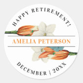 ヴィンテージクラシックホワエレガントイトオレンジリリーフローラ ラウンドシール (正面)