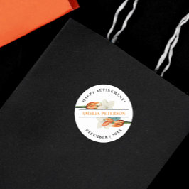 ヴィンテージクラシックホワエレガントイトオレンジリリーフローラ ラウンドシール